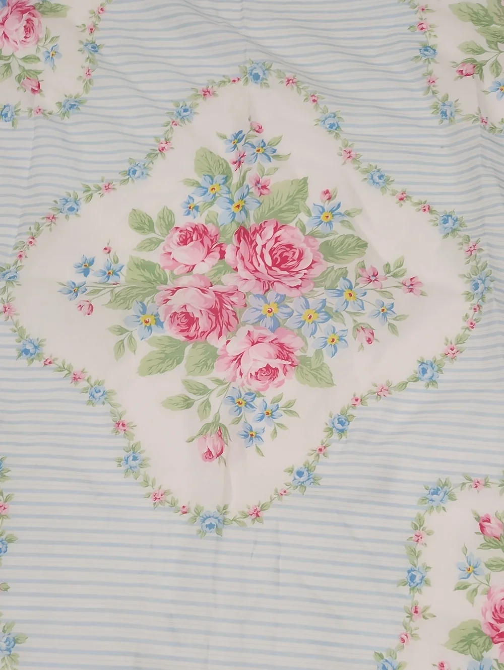 Vintage Floral Rose Print Women's Scarf - Pink & Blue  Size 34x34